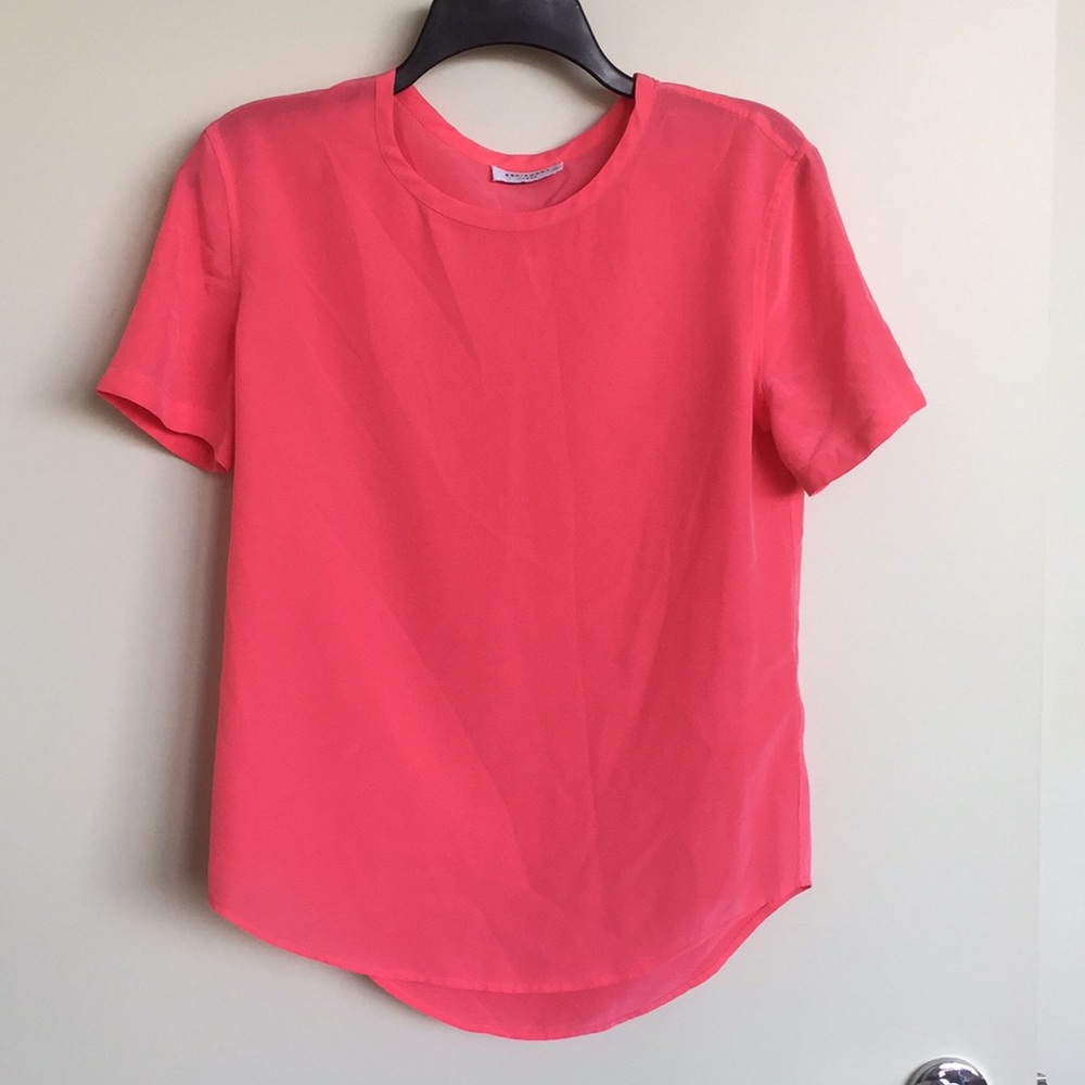 Equipment pink silk short sleeve blouse